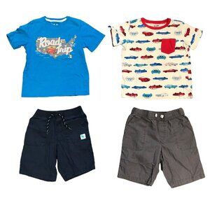 Boys 7 TShirt Short Set Race Car Road Trip Pull On Drawstring Casual Set of 2